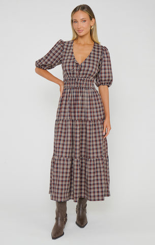 Brianna Midi Dress ~ Saddle Plaid – Show Me Your Mumu