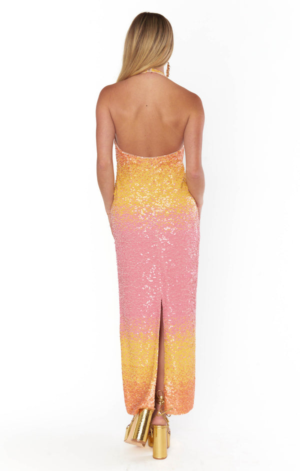knee length dresses for ladies Samba Midi Dress ~ Sundown Ombre Sequins – Show Me Your Mumu main image 0