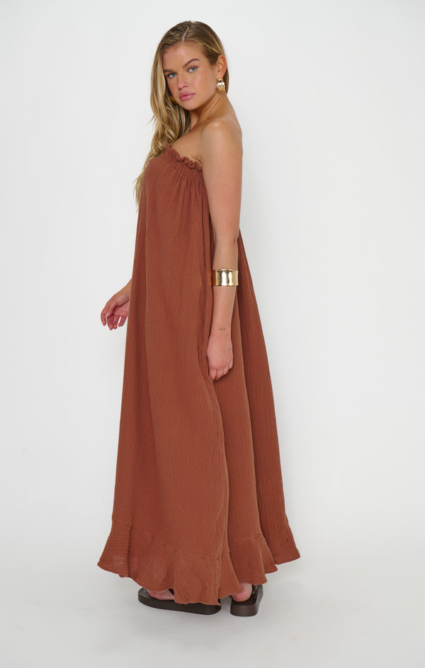 fit and flare crinkle gauze maxi dress Fit & Flare Crinkle Gauze Maxi Dress