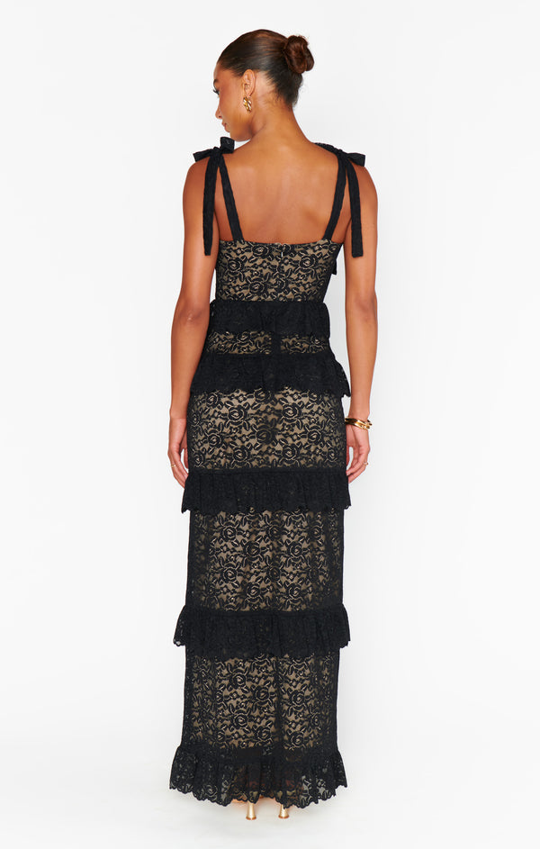 Wild Pony Black Long Maxi Dress With Tie main image 1