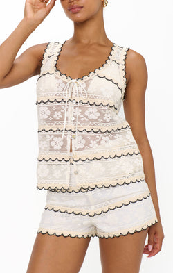 Take It Easy Shorts ~ French Vanilla Lace