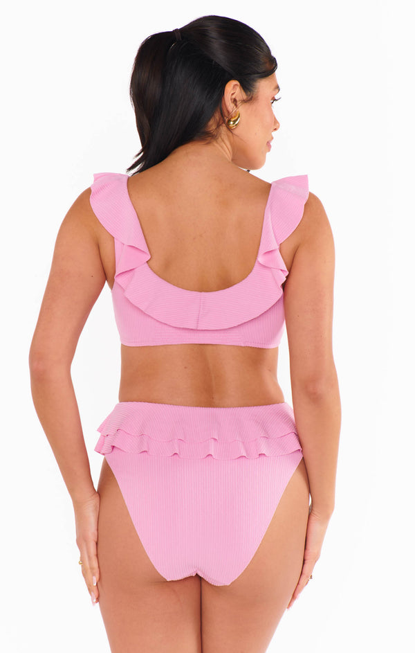 Island Double Ruffle Bottom ~ Pink Sands Rib Scrunch – Show Me Your Mumu