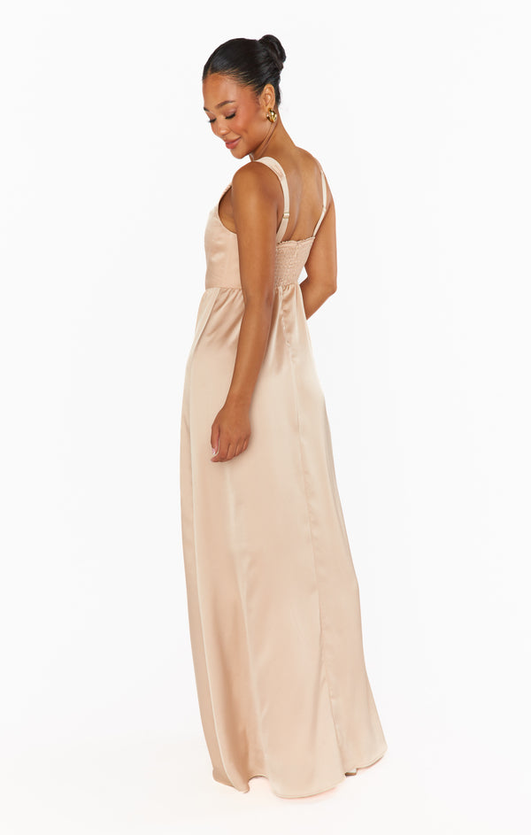 Nina Maxi Dress ~ Champagne Luxe Satin – Show Me Your Mumu