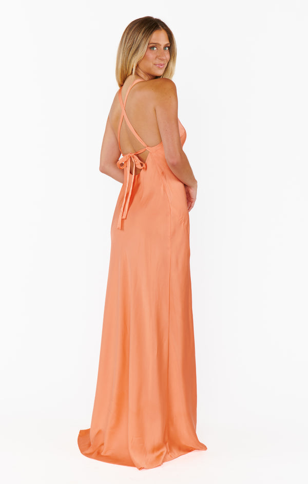 Anderson Maxi Dress ~ Cantaloupe Luxe Satin – Show Me Your Mumu