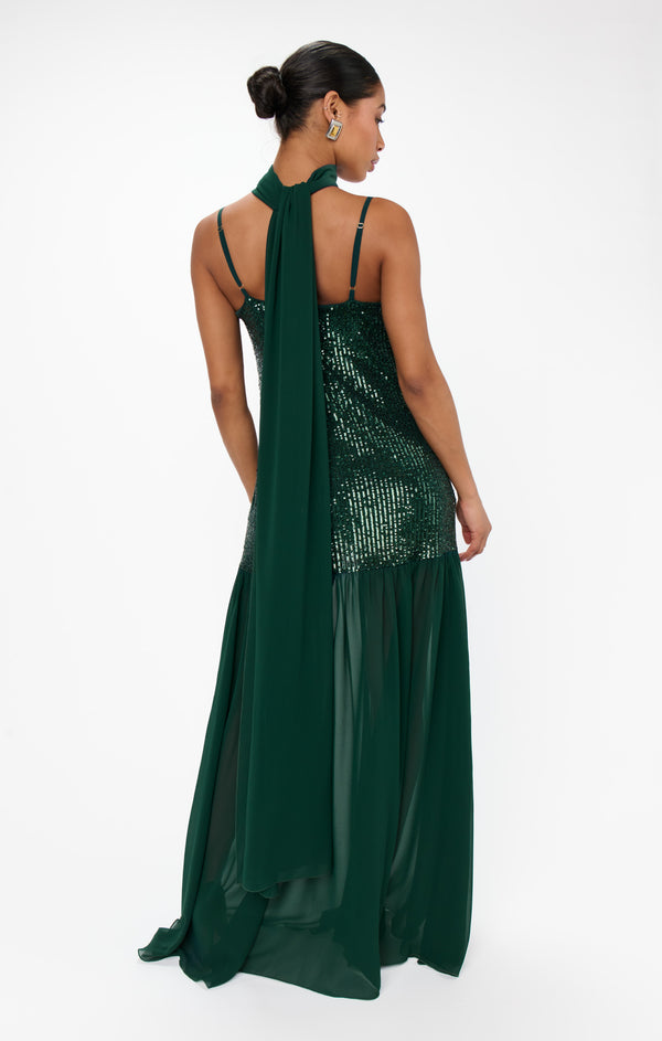 Dalia Maxi Dress, in Emerald Sequins, Size: Medium | Show Me Your Mumu