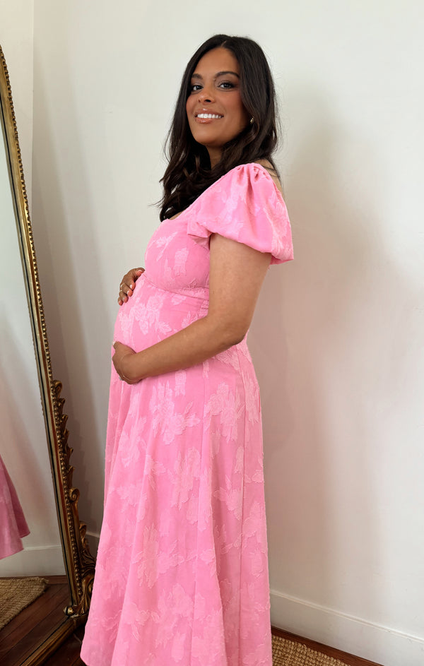 Mia Midi Dress Pink Clip Floral – Show Me Your Mumu