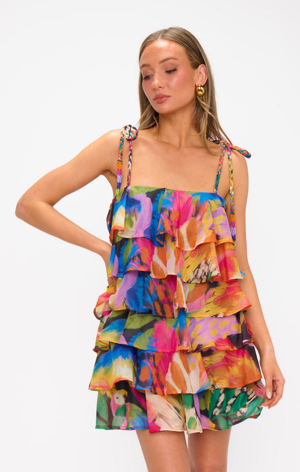 【どんぐり太郎】glossy multi ruffle dress glossy multi ruffle dress | ANDRESD