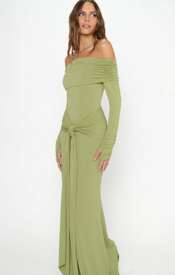 vanessa wrap jersey maxi dress Dress, in Pear | Show Me Your Mumu YGroup_179