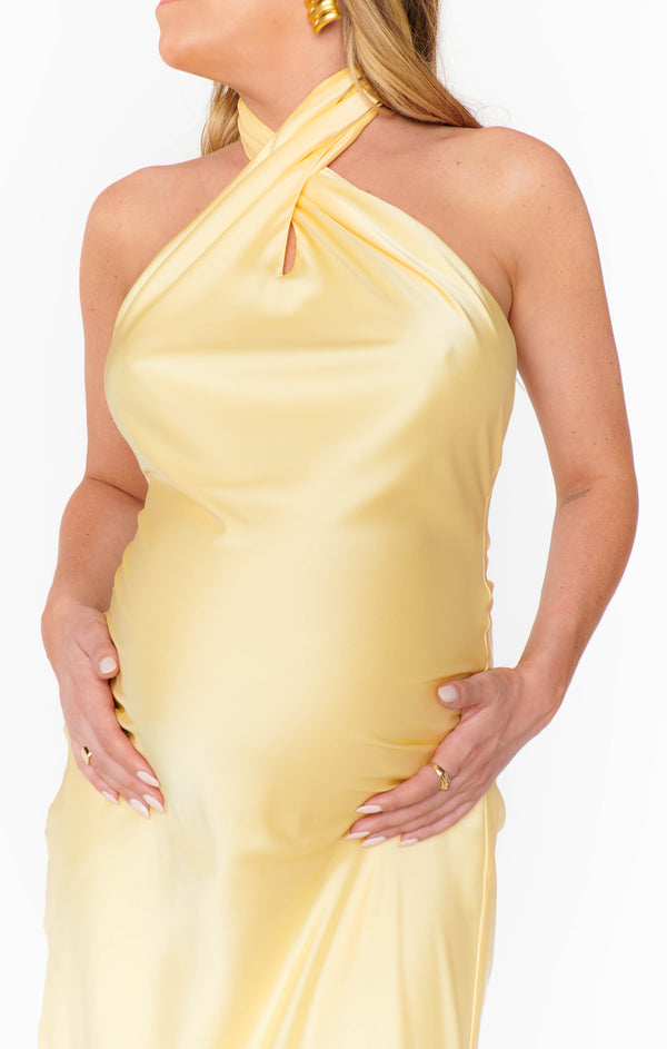 Jasmine Halter Maxi Dress ~ Pale Yellow Luxe Satin – Show Me Your Mumu Jasmine Halter Maxi Dress ~ Pale Yellow Luxe Satin – Show Me Your Mumu