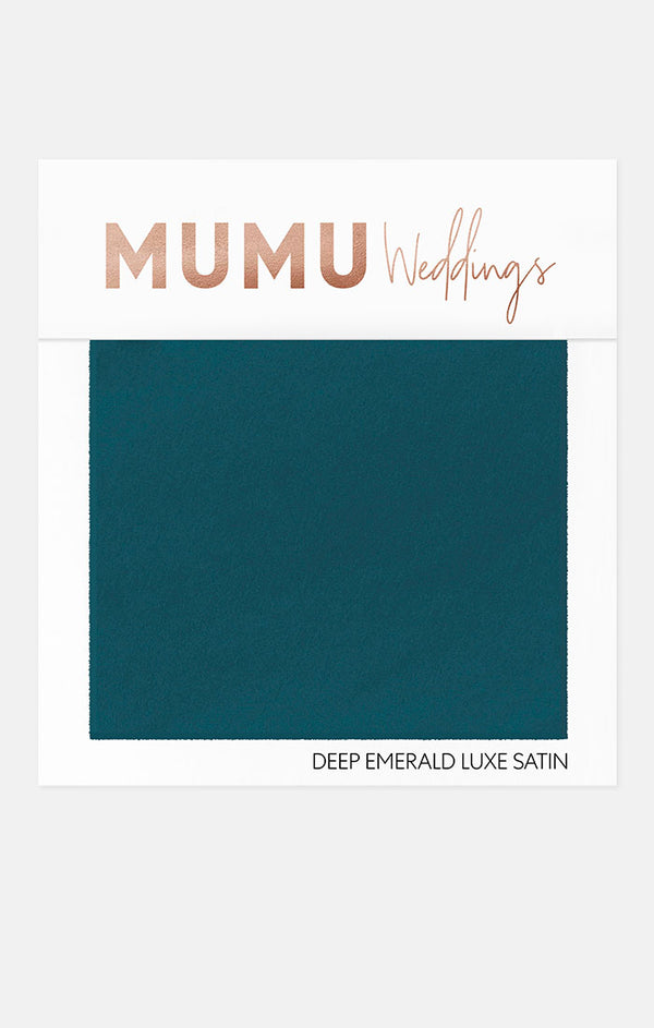 Bridesmaid Fabric Swatch ~ Deep Emerald Luxe Satin – Show Me Your Mumu