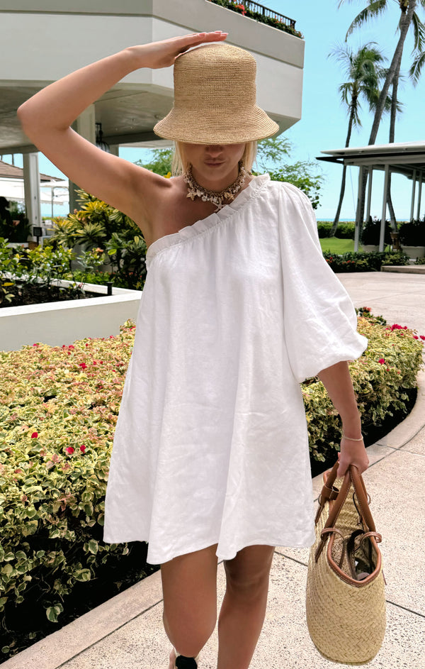 High Volume Mini Dress ~ White Linen – Show Me Your Mumu High Volume Mini Dress ~ White Linen – Show Me Your Mumu