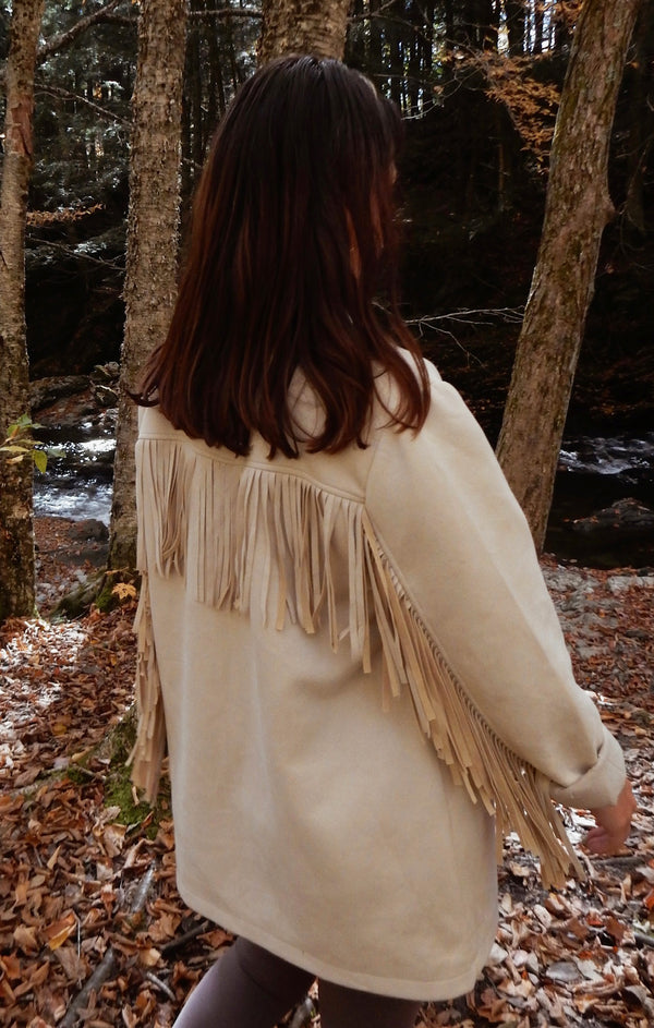 Sierra Fringe Jacket ~ Cream Faux Suede – Show Me Your Mumu