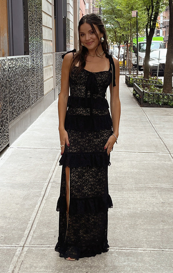 Monique Tie Maxi Dress ~ Black Lovely Lace Show Me Your Mumu Monique Tie Maxi Dress ~ Black Lovely Lace Show Me Your Mumu