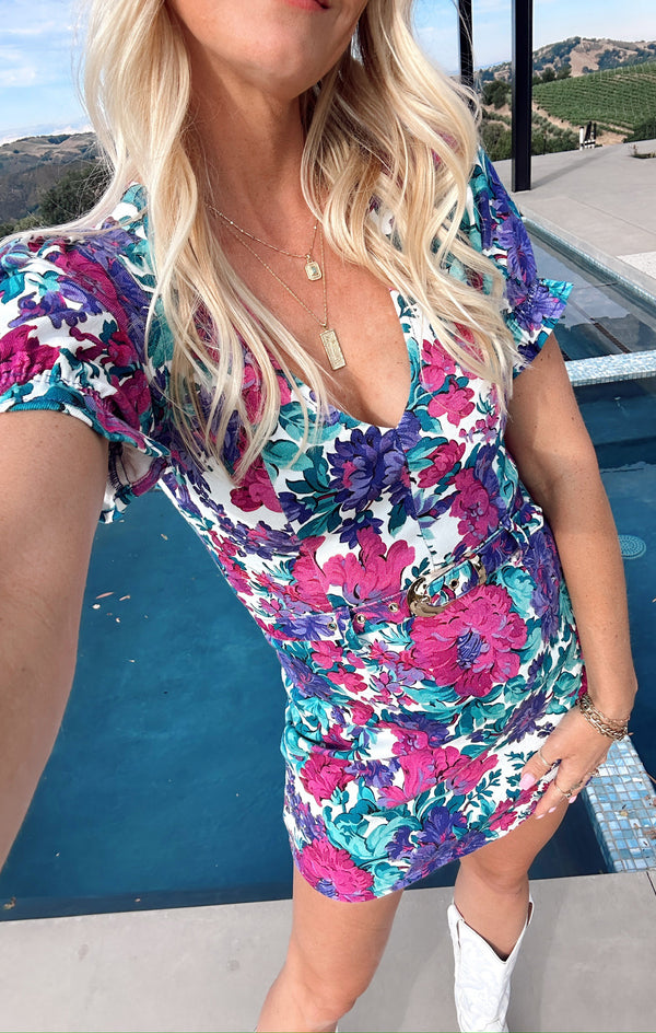 Zia Mini Dress ~ Magenta Blooms Denim – Show Me Your Mumu