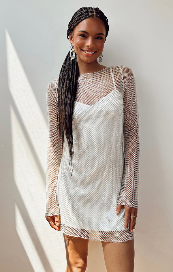 Iconic Mini Dress, in White Glitz | Show Me Your Mumu Iconic Mini Dress, in White Glitz | Show Me Your Mumu