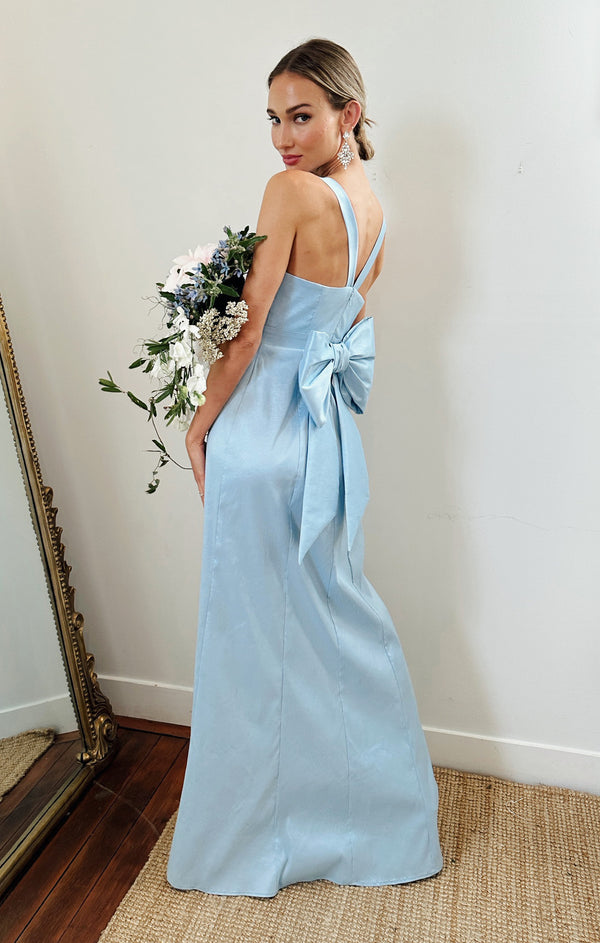 Charlotte Bow Dress ~ Light Blue Taffeta – Show Me Your Mumu