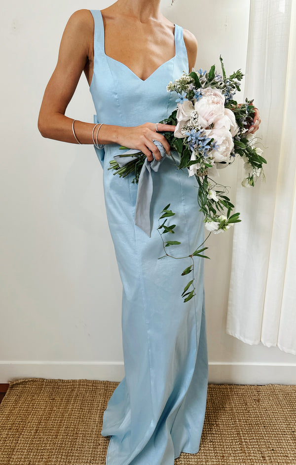 Charlotte Bow Dress ~ Light Blue Taffeta – Show Me Your Mumu