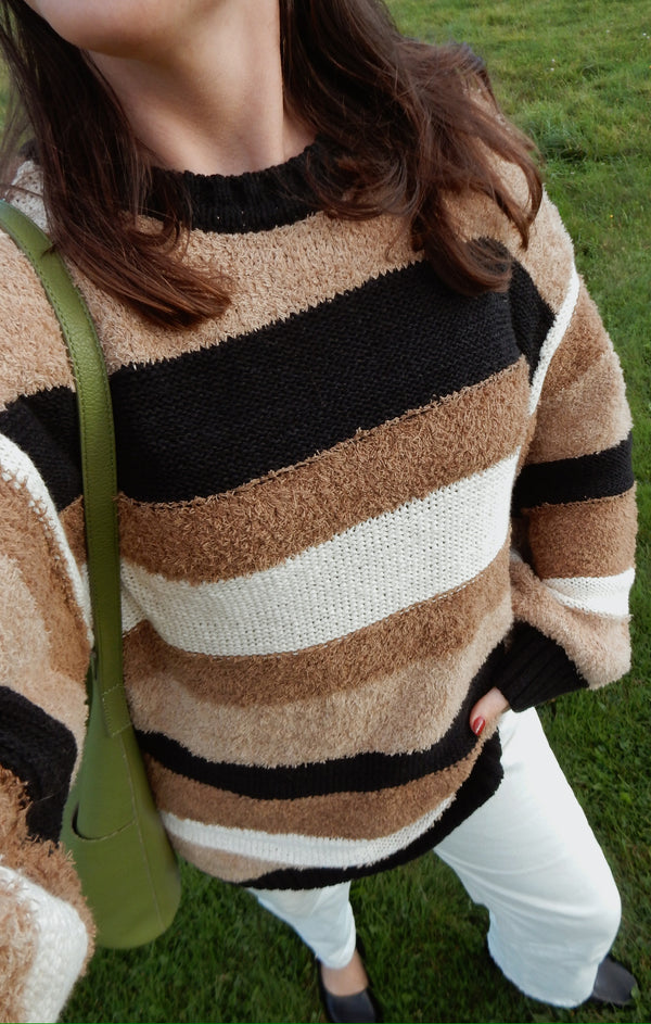 Timothy Tunic Sweater ~ Neutral Multi Stripe Knit – Show Me