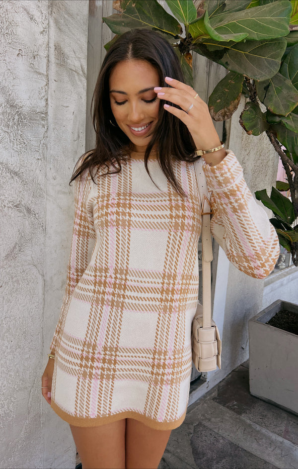 Avenue Sweater Dress ~ Neutral Plaid Knit – Show Me Your Mumu