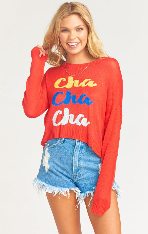 Cropped Varsity Sweater Cha Cha Cha Knit