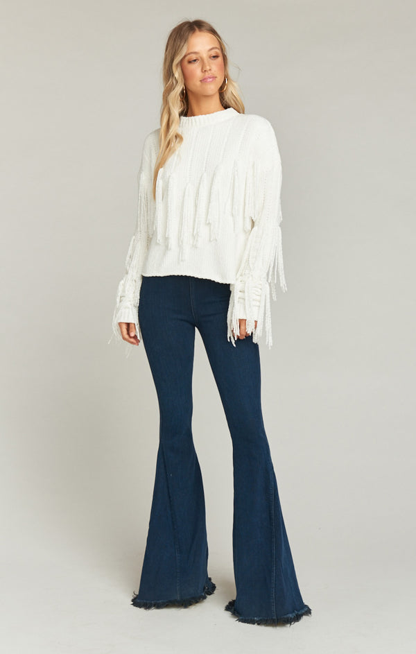 Sweater with fringe on on sale bottom