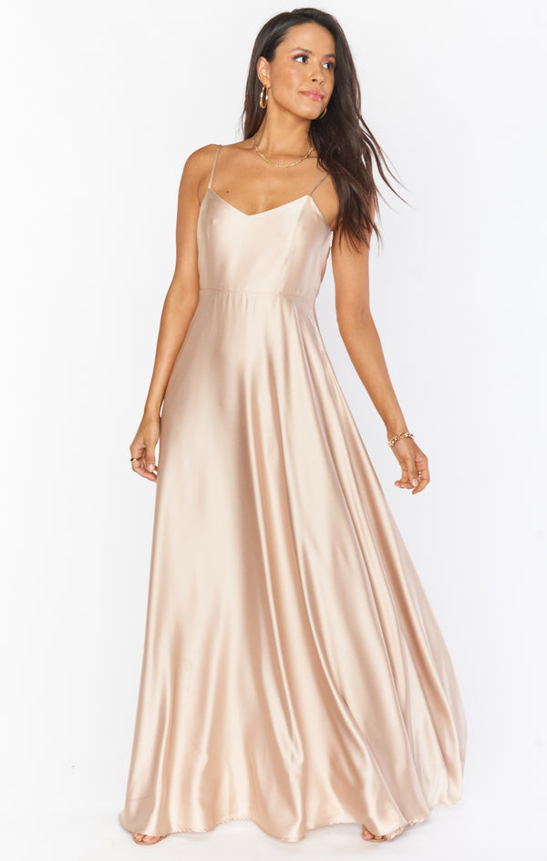 Faith Maxi Dress ~ Champagne Luxe Satin S