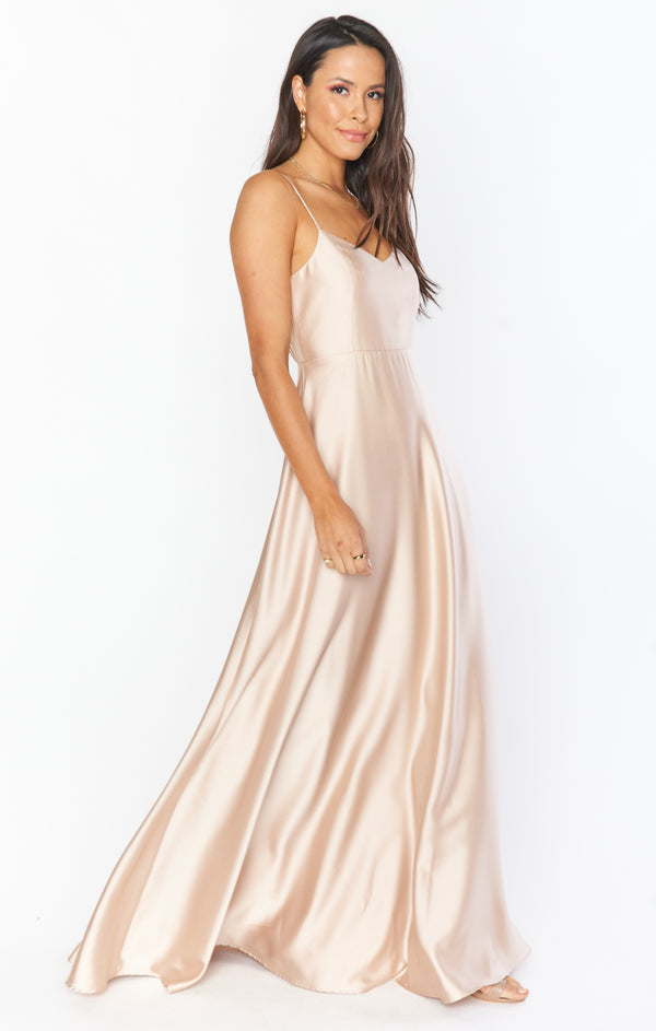 Faith Maxi Dress ~ Champagne Luxe Satin – Show Me Your Mumu