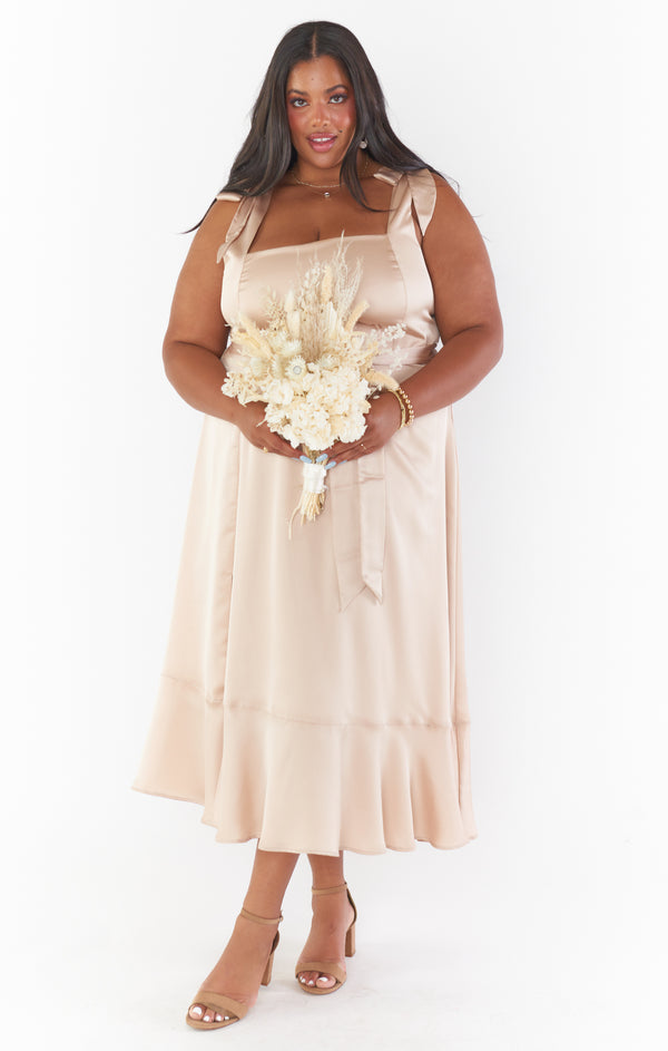 Claire Midi Dress ~ Champagne Luxe Satin – Show Me Your Mumu