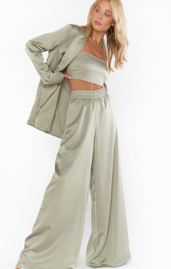 Tucker Top ~ Moss Green Luxe Satin – Show Me Your Mumu