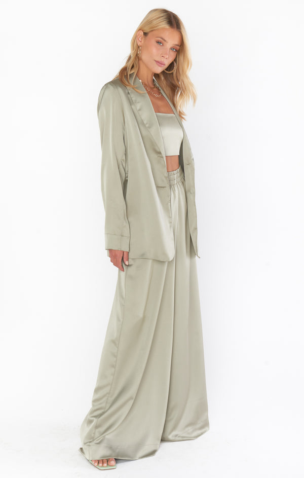 Felix Blazer ~ Moss Green Luxe Satin – Show Me Your Mumu Felix Blazer ~ Moss Green Luxe Satin – Show Me Your Mumu