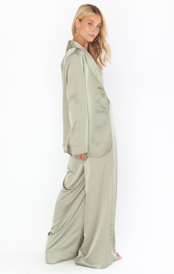 Felix Blazer ~ Moss Green Luxe Satin – Show Me Your Mumu