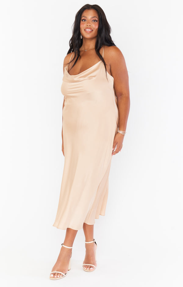 Show Me Your Mumu Rome Twist Gown Champagne buy Luxe Satin L