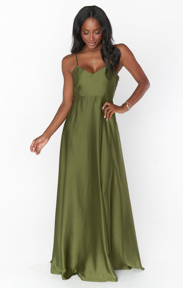 Faith Maxi Dress ~ Rich Olive Luxe Satin – Show Me Your Mumu Faith Maxi Dress ~ Rich Olive Luxe Satin – Show Me Your Mumu