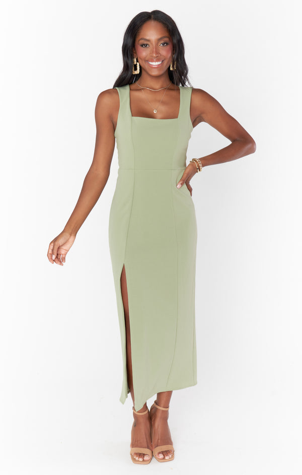 Eden Midi Dress ~ Moss Green Stretch – Show Me Your Mumu