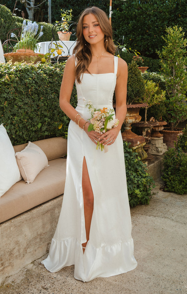 corset dress ivory Clarissa Dress, in Luxe Satin, Size: XL | Show Me Your Mumu 1GAMEDAY handcrafted detailing. Sweetheart Periwinkle Chiffon Party Style:Dress & Kimono Set