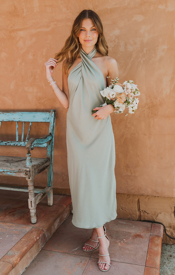 Jasmine Halter Midi Dress ~ Moss Green Crisp Show Me Your Mumu Jasmine Halter Midi Dress ~ Moss Green Crisp Show Me Your Mumu