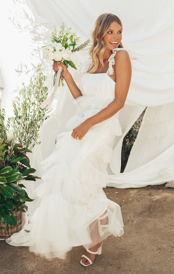 Fairytale Maxi Dress, in White Tulle, Size: Medium | Show Me Your Mumu