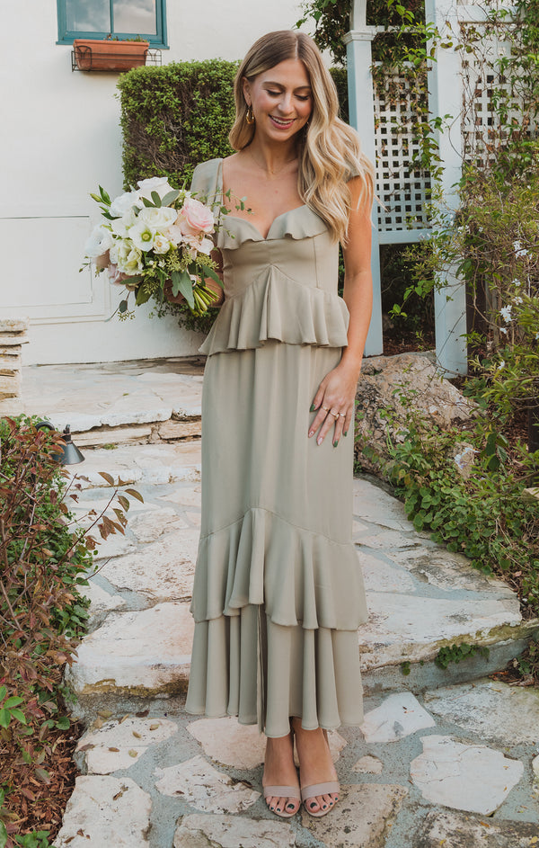 Reese Ruffle Dress ~ Moss Green Crisp Show Me Your Mumu Reese Ruffle Dress ~ Moss Green Crisp Show Me Your Mumu