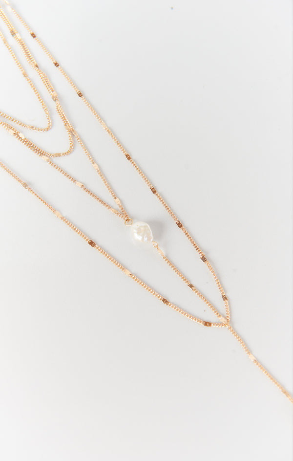 Promises Triple Layered Necklace ~ Gold/Pearl – Show Me Your Mumu
