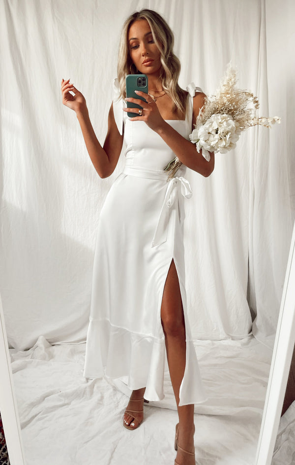Garden Midi Dress ~ Ivory Luxe Satin XL