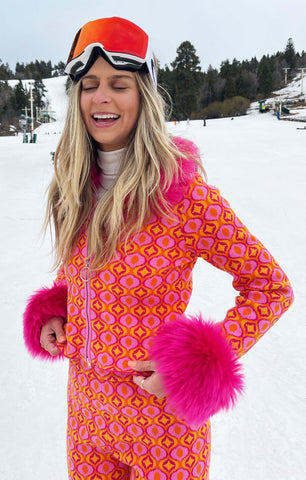 【良好品】 Zermatt Zip Mumu Your Me Show – Fur Faux Jacquard Geo Pink ~ Up 手提げ・レッスンバッグ・入園グッズ