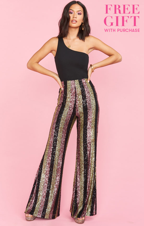 Late Night Party Pants ~ Showtime Stripe Sequins