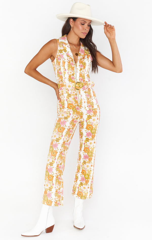 Jacksonville Cropped Jumpsuit ~ Groovy Blooms Stripe – Show Me Your Mumu
