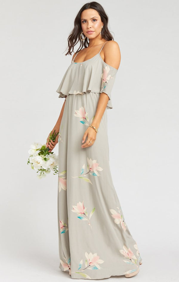 Caitlin ruffle maxi dress dusty blush crisp best sale