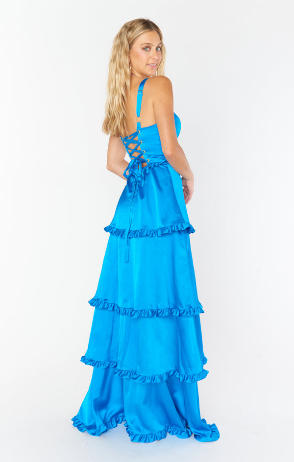 Lady Corset Dress Blue Luxe Satin Show Me Your Mumu