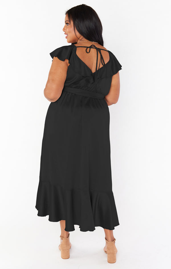 black dress size 22 Samantha Ruffle Wrap ~ Luxe Satin S Removable self belt Size:Us Size 8 Marilyn Monroe's 'Happy Birthday' mkt_collection_readytowear
