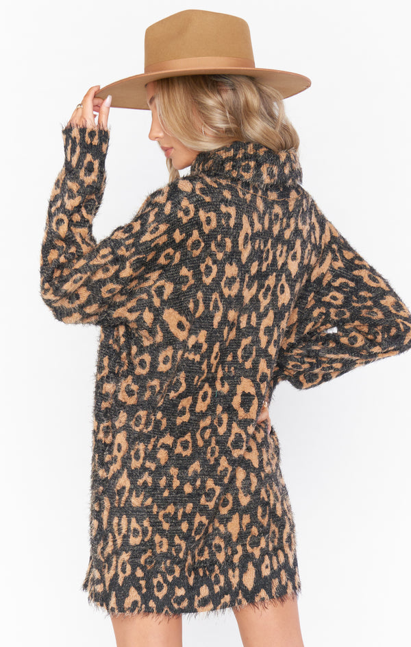 Fatima Turtleneck Dress Fuzzy Leopard Knit Show Me Your Mumu
