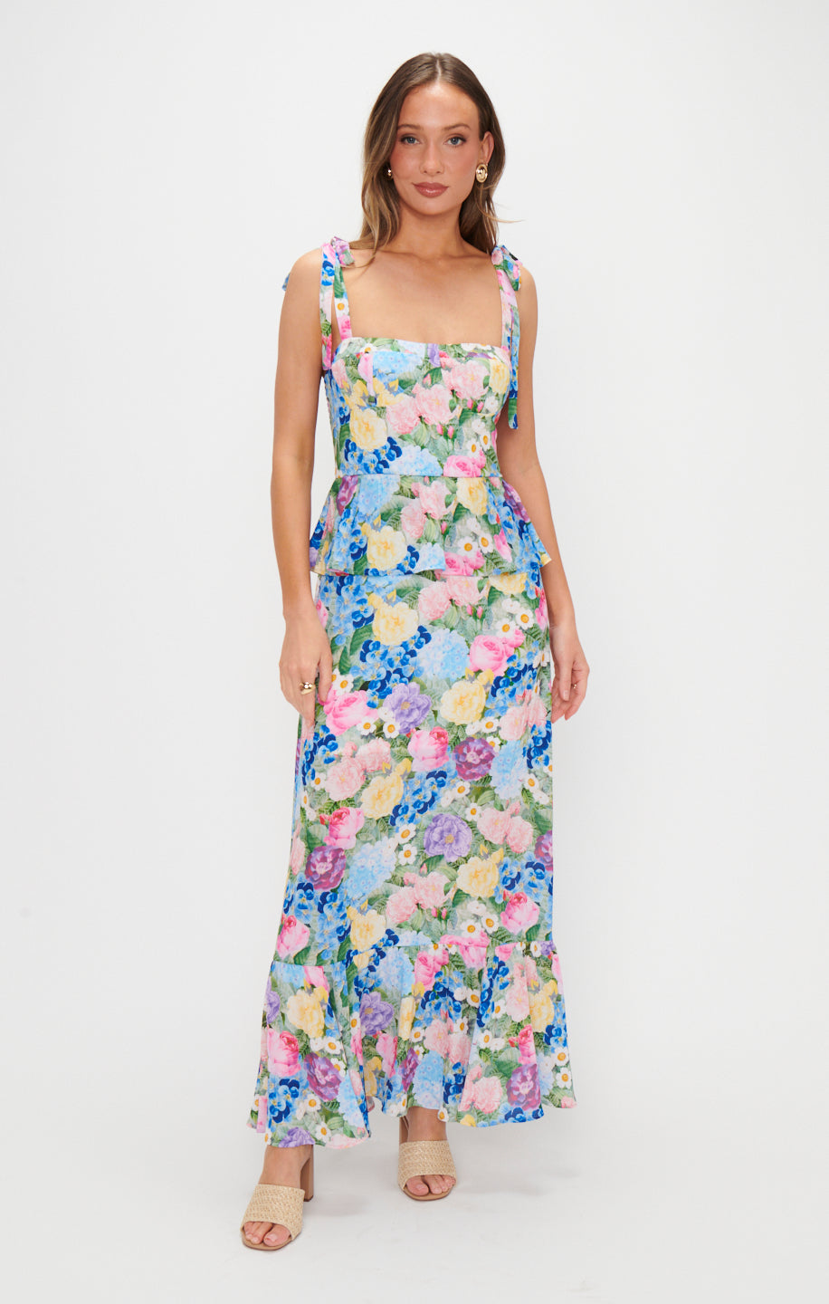 knee length dresses for ladies Lady Black Tie - Paxton Gown - Floral Beaded Long Evening Dress main image 0