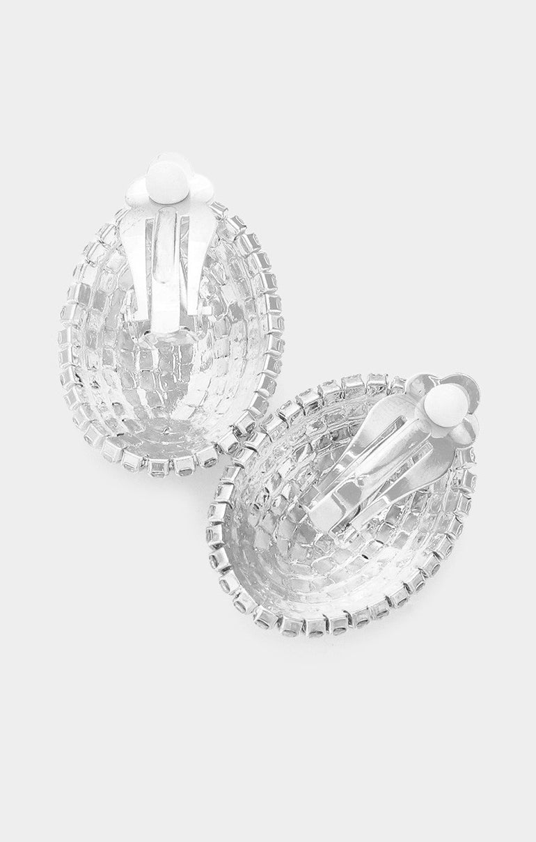 Oval Rhinestone Clip On Earrings ~ Silver – Show Me Your Mumu