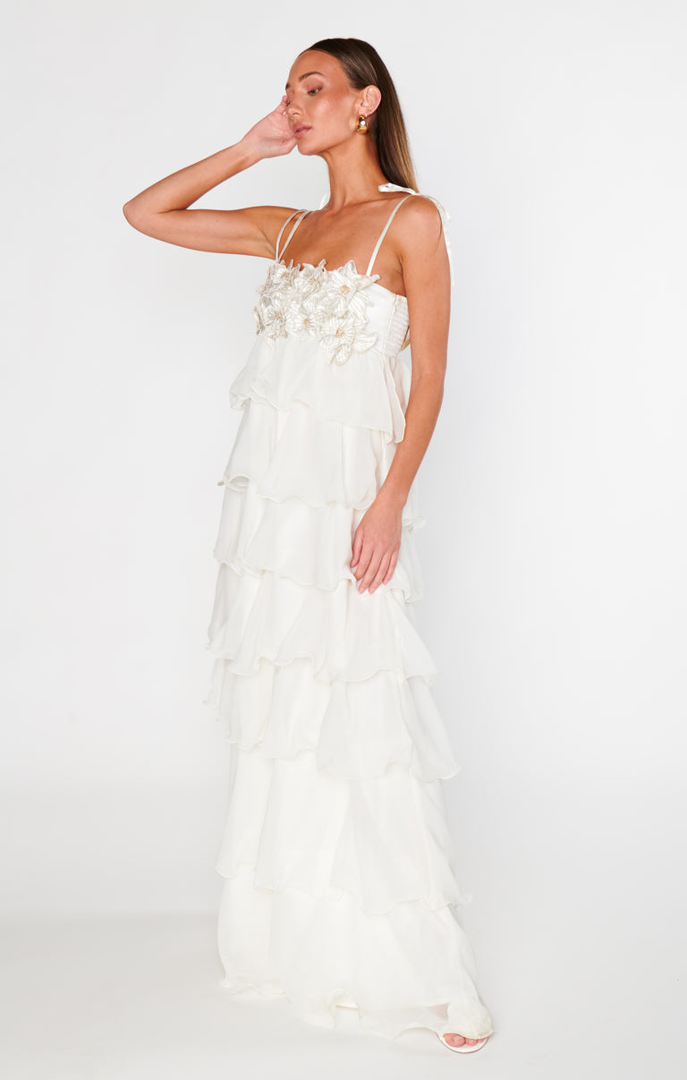 knee length dresses for ladies Luisa Ruffle Maxi Dress – Cherie